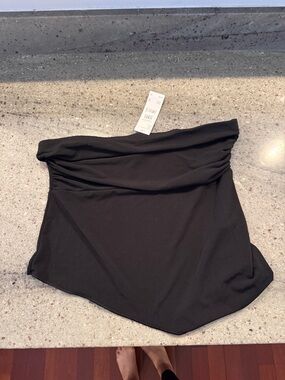 BDG Black Fold-Over Strapless Crop Top